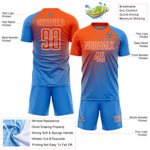 Laden Sie das Bild in den Galerie-Viewer, Custom Powder Blue Orange-White Modern Polka Dot Sublimation Soccer Uniform Jersey