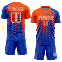 Загрузить изображение в средство просмотра галереи, Custom Thunder Blue Orange-White Modern Polka Dot Sublimation Soccer Uniform Jersey