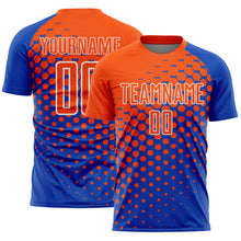 Загрузить изображение в средство просмотра галереи, Custom Thunder Blue Orange-White Modern Polka Dot Sublimation Soccer Uniform Jersey