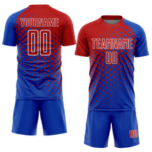 Загрузить изображение в средство просмотра галереи, Custom Thunder Blue Red-White Modern Polka Dot Sublimation Soccer Uniform Jersey