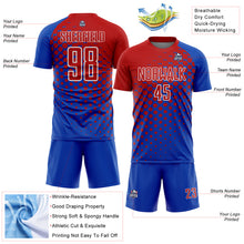 Загрузить изображение в средство просмотра галереи, Custom Thunder Blue Red-White Modern Polka Dot Sublimation Soccer Uniform Jersey
