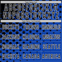 Load image into Gallery viewer, Custom Thunder Blue Black-White Modern Polka Dot Sublimation Soccer Uniform Jersey