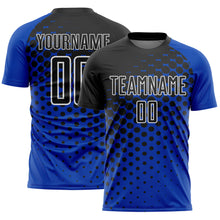 Load image into Gallery viewer, Custom Thunder Blue Black-White Modern Polka Dot Sublimation Soccer Uniform Jersey