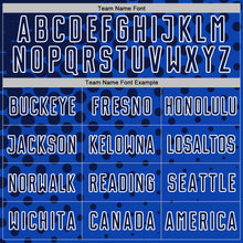 Laden Sie das Bild in den Galerie-Viewer, Custom Thunder Blue Navy-White Modern Polka Dot Sublimation Soccer Uniform Jersey