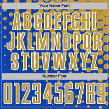 Загрузить изображение в средство просмотра галереи, Custom Thunder Blue Old Gold-White Modern Polka Dot Sublimation Soccer Uniform Jersey