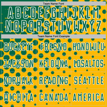 Load image into Gallery viewer, Custom Gold Kelly Green-White Modern Polka Dot Sublimation Soccer Uniform Jersey