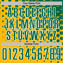 Load image into Gallery viewer, Custom Gold Kelly Green-White Modern Polka Dot Sublimation Soccer Uniform Jersey