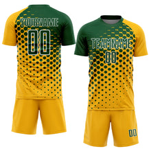 Load image into Gallery viewer, Custom Gold Green-White Modern Polka Dot Sublimation Soccer Uniform Jersey