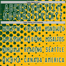 Load image into Gallery viewer, Custom Gold Green-White Modern Polka Dot Sublimation Soccer Uniform Jersey