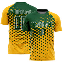 Load image into Gallery viewer, Custom Gold Green-White Modern Polka Dot Sublimation Soccer Uniform Jersey