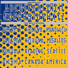 Load image into Gallery viewer, Custom Gold Royal-White Modern Polka Dot Sublimation Soccer Uniform Jersey