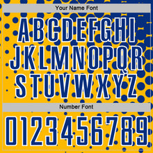 Load image into Gallery viewer, Custom Gold Royal-White Modern Polka Dot Sublimation Soccer Uniform Jersey