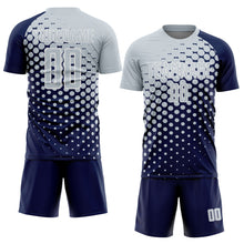 Charger l'image dans la galerie, Custom Navy Silver-White Modern Polka Dot Sublimation Soccer Uniform Jersey