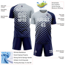 Charger l'image dans la galerie, Custom Navy Silver-White Modern Polka Dot Sublimation Soccer Uniform Jersey