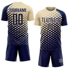 Laden Sie das Bild in den Galerie-Viewer, Custom Navy Cream Modern Polka Dot Sublimation Soccer Uniform Jersey