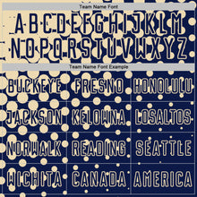 Laden Sie das Bild in den Galerie-Viewer, Custom Navy Cream Modern Polka Dot Sublimation Soccer Uniform Jersey