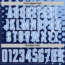 Laden Sie das Bild in den Galerie-Viewer, Custom Navy Light Blue-White Modern Polka Dot Sublimation Soccer Uniform Jersey