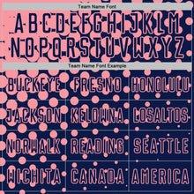 Laden Sie das Bild in den Galerie-Viewer, Custom Navy Medium Pink Modern Polka Dot Sublimation Soccer Uniform Jersey