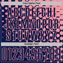 Laden Sie das Bild in den Galerie-Viewer, Custom Navy Medium Pink Modern Polka Dot Sublimation Soccer Uniform Jersey