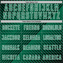 Laden Sie das Bild in den Galerie-Viewer, Custom Black Kelly Green-White Line Sublimation Soccer Uniform Jersey