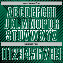 Laden Sie das Bild in den Galerie-Viewer, Custom Black Kelly Green-White Line Sublimation Soccer Uniform Jersey