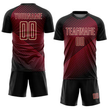 Laden Sie das Bild in den Galerie-Viewer, Custom Black Crimson-Cream Line Sublimation Soccer Uniform Jersey