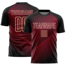 Laden Sie das Bild in den Galerie-Viewer, Custom Black Crimson-Cream Line Sublimation Soccer Uniform Jersey