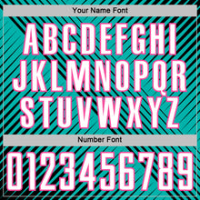 Laden Sie das Bild in den Galerie-Viewer, Custom Black White Aqua-Pink Line Sublimation Soccer Uniform Jersey