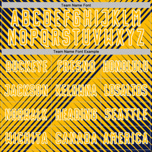 Laden Sie das Bild in den Galerie-Viewer, Custom Navy Gold-White Line Sublimation Soccer Uniform Jersey