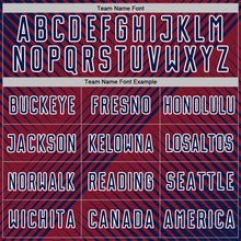 Laden Sie das Bild in den Galerie-Viewer, Custom Navy Crimson-White Line Sublimation Soccer Uniform Jersey