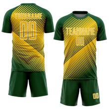 Charger l'image dans la galerie, Custom Green Yellow-White Line Sublimation Soccer Uniform Jersey