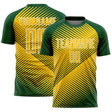 Charger l'image dans la galerie, Custom Green Yellow-White Line Sublimation Soccer Uniform Jersey