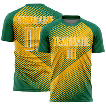 Charger l'image dans la galerie, Custom Kelly Green Gold-White Line Sublimation Soccer Uniform Jersey