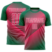 Charger l'image dans la galerie, Custom Kelly Green Neon Pink-White Line Sublimation Soccer Uniform Jersey