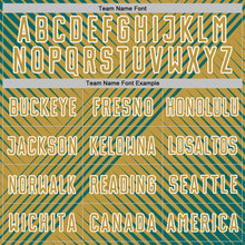 Load image into Gallery viewer, Custom Teal Old Gold-White Line Sublimation Soccer Uniform Jersey