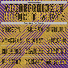 Laden Sie das Bild in den Galerie-Viewer, Custom Purple Old Gold-Black Line Sublimation Soccer Uniform Jersey