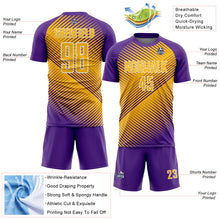 Charger l'image dans la galerie, Custom Purple Gold-White Line Sublimation Soccer Uniform Jersey