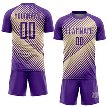 Load image into Gallery viewer, Custom Purple Cream Line Sublimation Soccer Uniform Jersey