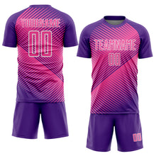Загрузить изображение в средство просмотра галереи, Custom Purple Pink-White Line Sublimation Soccer Uniform Jersey