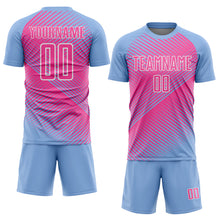 Charger l'image dans la galerie, Custom Light Blue Pink-White Line Sublimation Soccer Uniform Jersey