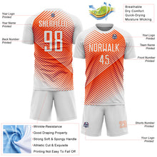 Load image into Gallery viewer, Custom White Orange Line Sublimation Soccer Uniform Jersey