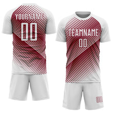 Load image into Gallery viewer, Custom White Crimson Line Sublimation Soccer Uniform Jersey