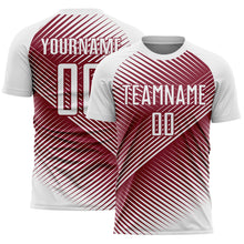 Load image into Gallery viewer, Custom White Crimson Line Sublimation Soccer Uniform Jersey