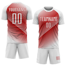 Load image into Gallery viewer, Custom White Red Line Sublimation Soccer Uniform Jersey