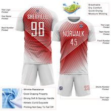 Load image into Gallery viewer, Custom White Red Line Sublimation Soccer Uniform Jersey