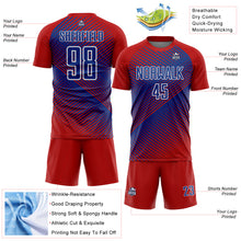Load image into Gallery viewer, Custom Red Royal-White Line Sublimation Soccer Uniform Jersey