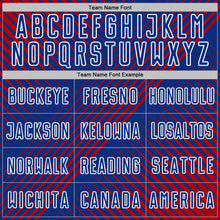 Load image into Gallery viewer, Custom Red Royal-White Line Sublimation Soccer Uniform Jersey