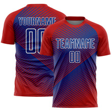 Load image into Gallery viewer, Custom Red Royal-White Line Sublimation Soccer Uniform Jersey