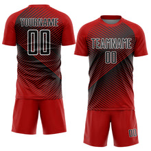 Load image into Gallery viewer, Custom Red Black-White Line Sublimation Soccer Uniform Jersey