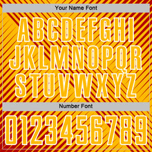 Load image into Gallery viewer, Custom Red Gold-White Line Sublimation Soccer Uniform Jersey